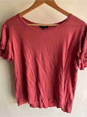 Drew Ruffle Sleeve Tee Tshirt Pink Sz Med EUC Women’s